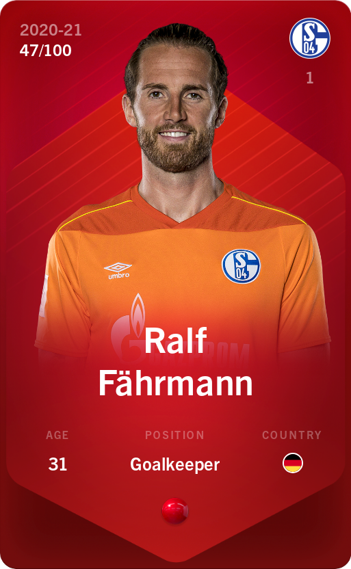Sorare - Sorare Official - Ralf Fährmann 2020-21 • Rare 47/100 - NFT # 34996065006735955987134975339780075674748534269800296719082309725035128600354