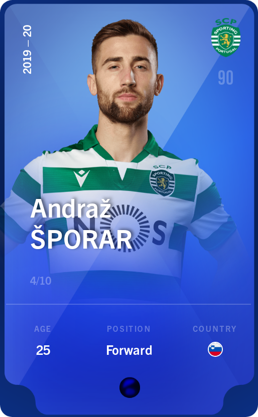 Sorare - Sorare Official - Andraž Šporar 2019-20 • Super Rare 4/10 - NFT # 75501330772457421740346906277797000952108447713892118778753034106852987964276