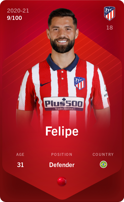 Sorare - Sorare Official - Felipe 2020-21 • Rare 9/100 - NFT # 2925032490499713458267172341845871640451550014291568901960709506504639077720