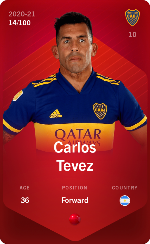 Sorare - Sorare Official - Carlos Tevez 2020-21 • Rare 14/100 - NFT # 87414846332579920815150776617808812491537068815505637435254141744277391708214