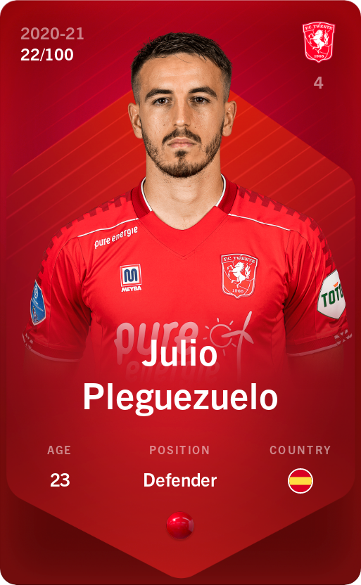Sorare - Sorare Official - Julio Pleguezuelo 2020-21 • Rare 22/100 - NFT # 4458508833208182628823598765055734619693953845953853561629600261743801300380
