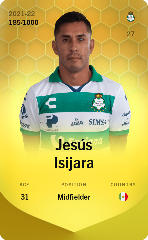 Sorare - Sorare Official - Jesús Isijara 2021-22 • Limited 185/1000 - NFT # 20135238610565403213222949720777707759583729230771731839746042133728284990379
