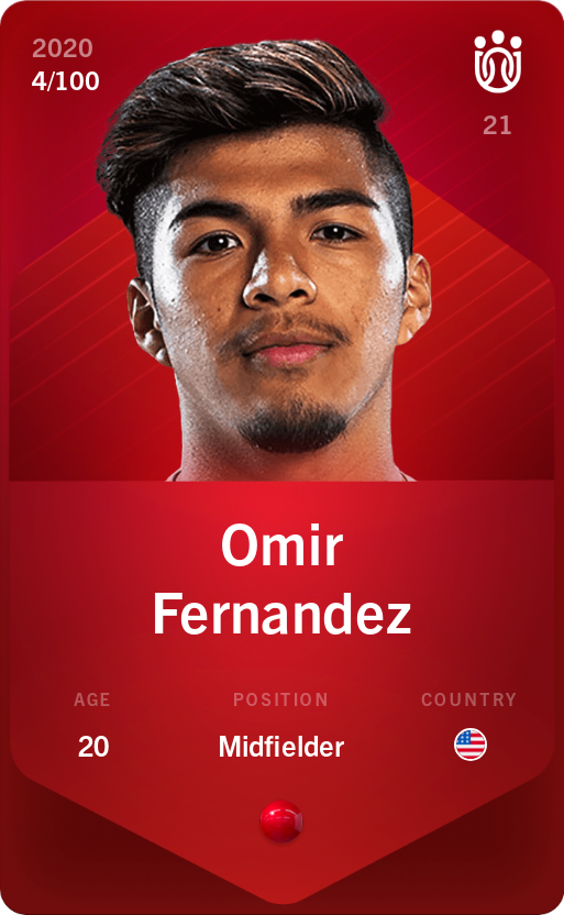 Sorare - Sorare Official - Omir Fernandez 2020-21 • Rare 4/100 - NFT # 25946602627542194569629546611607331763264636023141209805217741121819234098104
