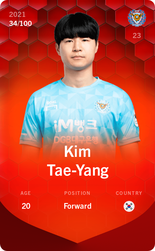 Sorare - Sorare Official - Kim Tae-Yang 2021-22 • Rare 34/100 - NFT # 100035904012486069519133089410468420072333477006845521630241332494884286187241