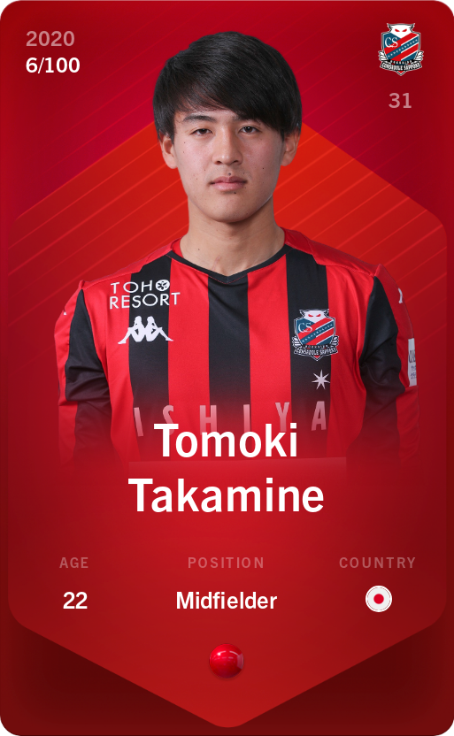 Sorare - Sorare Official - Tomoki Takamine 2020-21 • Rare 6/100 - NFT # 39867809696202408154374867671667766272142816635741344457308484957260971067746