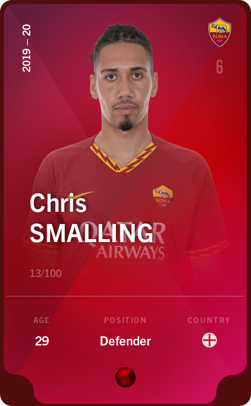 Sorare - Sorare Official - Chris Smalling 2019-20 • Rare 13/100 - NFT # 52612024033769861262828870393335619612329071988475696741749819109315696943088