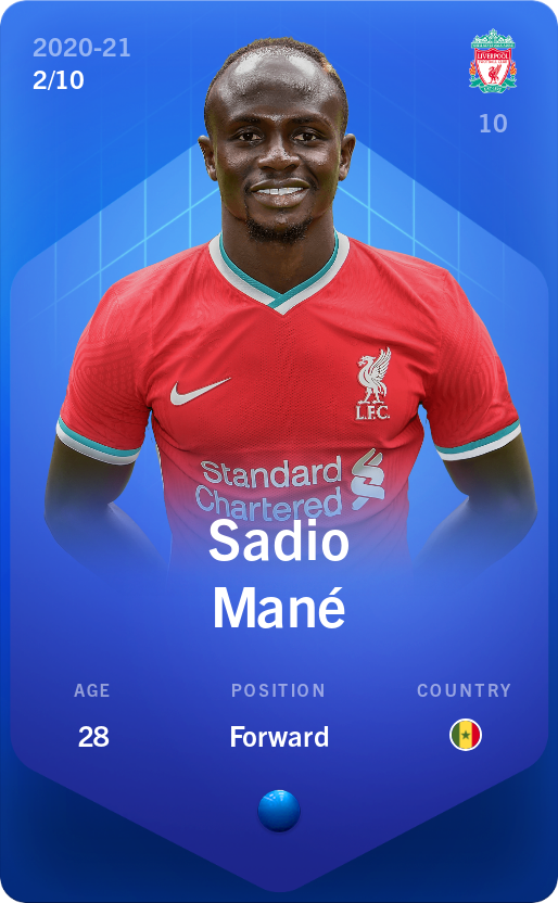 Sorare - Sorare Official - Sadio Mané 2020-21 • Super Rare 2/10 - NFT # 72296931120947150568729172018032285035063428066578092262190853550128898810459