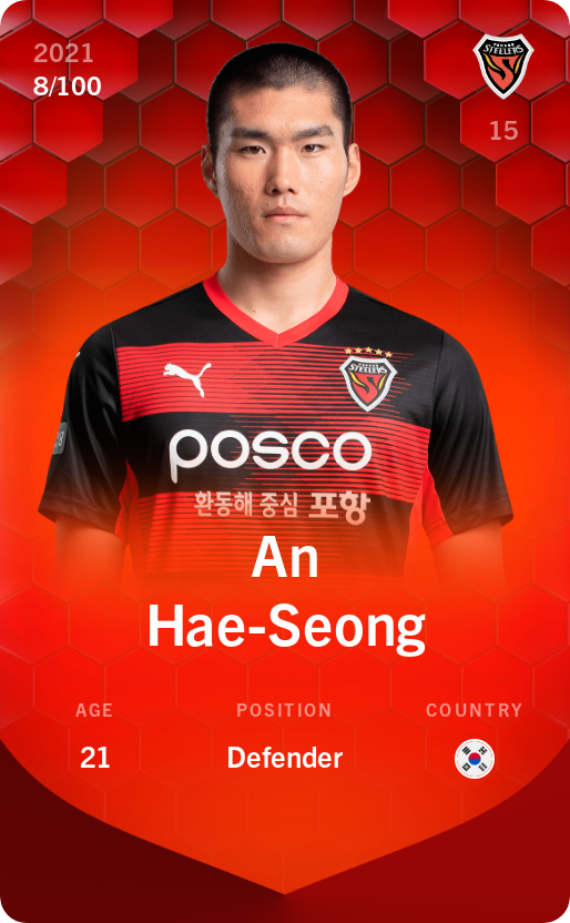 Sorare - Sorare Official - An Hae-Seong 2021-22 • Rare 8/100 - NFT # 31243856088377941515399587593492961489240565537160980205479139766779060584994