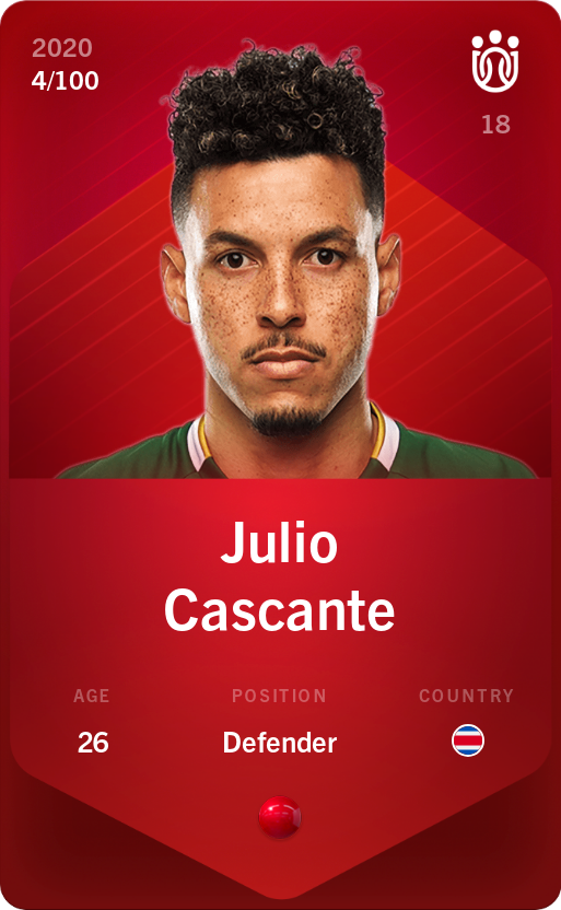 Sorare - Sorare Official - Julio Cascante 2020-21 • Rare 4/100 - NFT # 58717017039311607326085159310508018447824860806608050789468254529907471435798