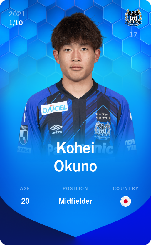 Sorare - Sorare Official - Kohei Okuno 2021-22 • Super Rare 1/10 - NFT # 6639250820674089747397440991277461548145363038709253350894686481019545737543