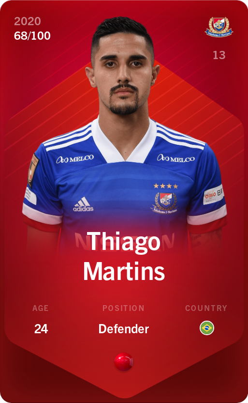 Sorare - Sorare Official - Thiago Martins 2020-21 • Rare 68/100 - NFT # 45295652657990408604385049568365422854112914470451482932146298155361160993520