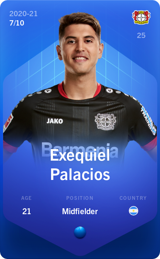 Sorare - Sorare Official - Exequiel Palacios 2020-21 • Super Rare 7/10 - NFT # 42170855419884756364421672404906111834327091373970046301716594458453492417299