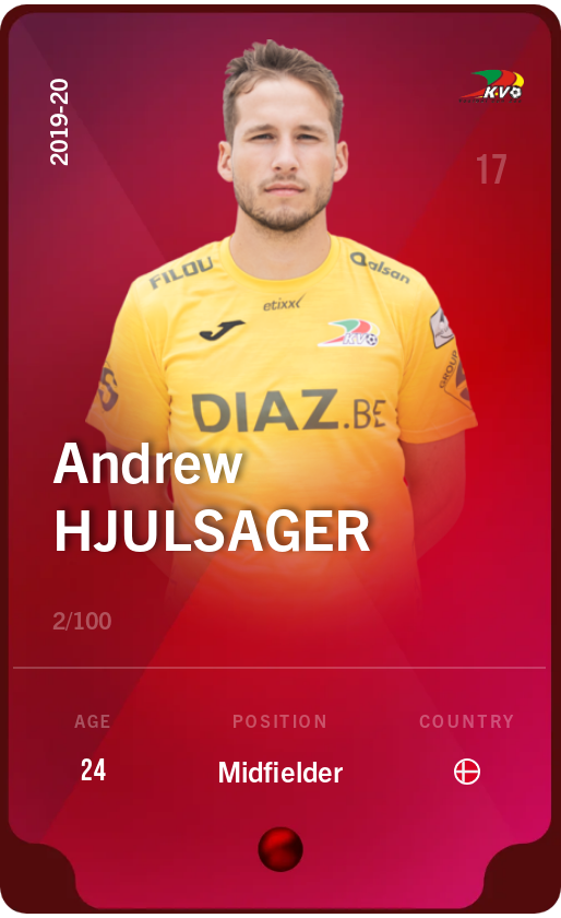 Sorare - Sorare Official - Andrew Hjulsager 2019-20 • Rare 2/100 - NFT # 54423363017840195537152920916227216064913621441297750987643402259151130446842