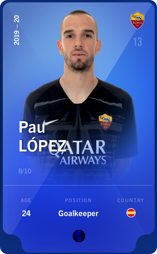Sorare - Sorare Official - Pau López 2019-20 • Super Rare 8/10 - NFT # 95383846999046045359197695335680473373522335488063401995129252285598256732985