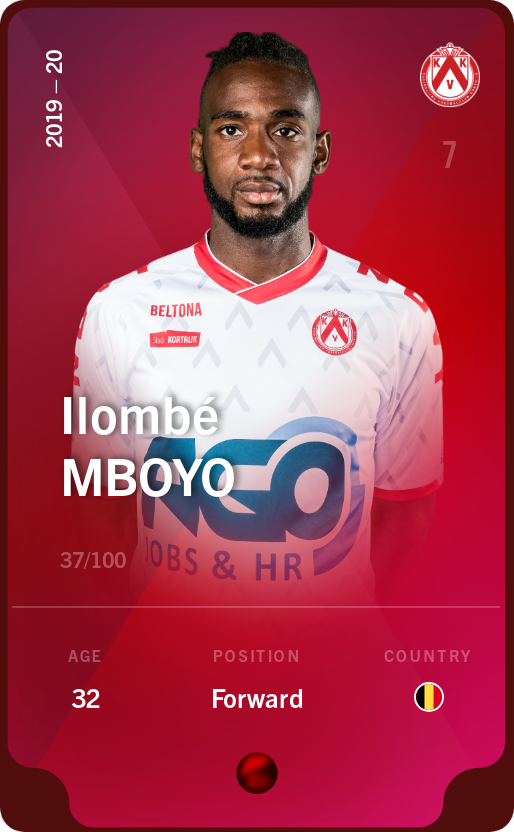 Sorare - Sorare Official - Ilombé Mboyo 2019-20 • Rare 37/100 - NFT # 77488723428022302206368717262657990099677601690288576450461715423213440623468