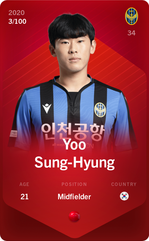 Sorare - Sorare Official - Yoo Sung-Hyung 2020-21 • Rare 3/100 - NFT # 98499397878672426970730351177331703263706882625922096779242942903089420548683