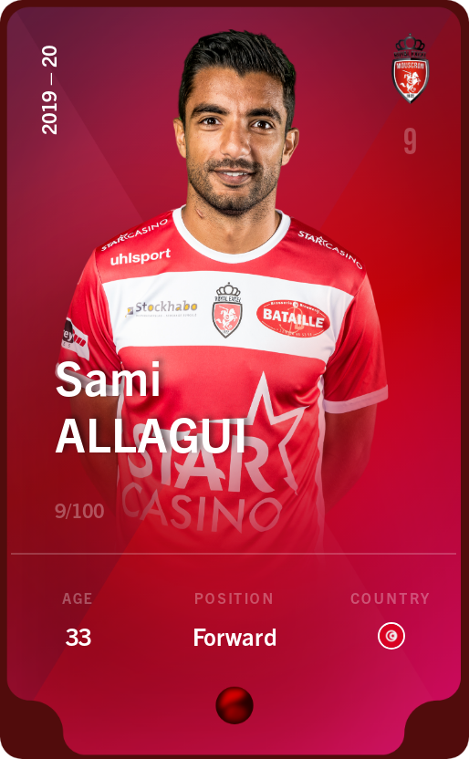 Sorare - Sorare Official - Sami Allagui 2019-20 • Rare 9/100 - NFT # 24032779488601778742312619221658353216116782431752368352704534181116494191617