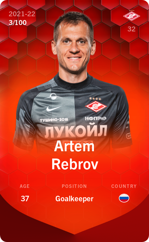 Sorare - Sorare Official - Artem Rebrov 2021-22 • Rare 3/100 - NFT # 101088944479486236188297106469599944969644707299115184288283559217917256336781