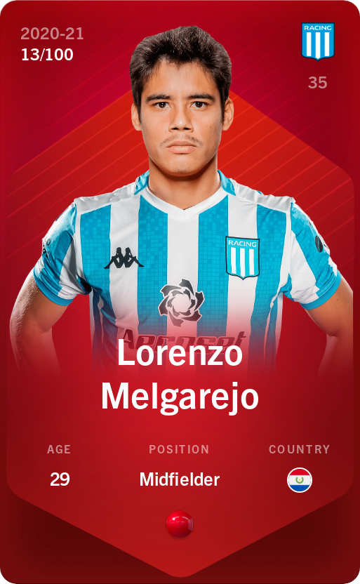 Sorare - Sorare Official - Lorenzo Melgarejo 2020-21 • Rare 13/100 - NFT # 54971568303698054349381846469580359305225797302258016789094798909329806913125