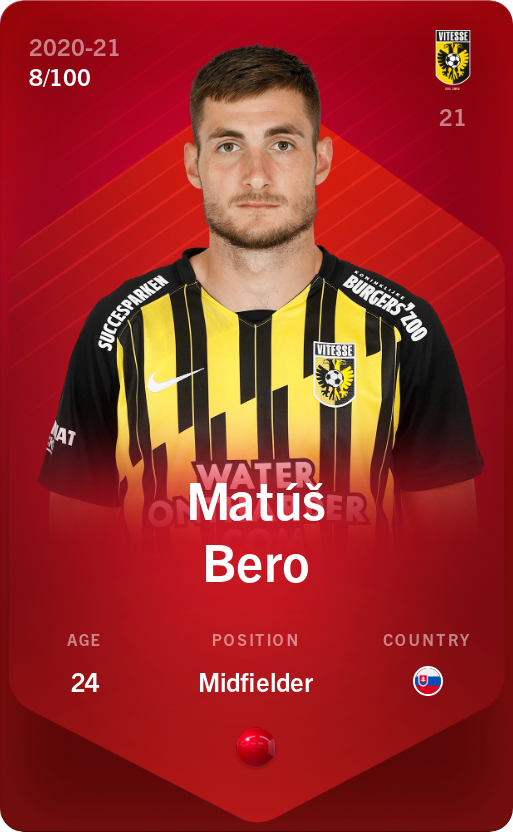 Sorare - Sorare Official - Matúš Bero 2020-21 • Rare 8/100 - NFT # 85841119416018469572352241430000876257920524254895712962921812378940633639636