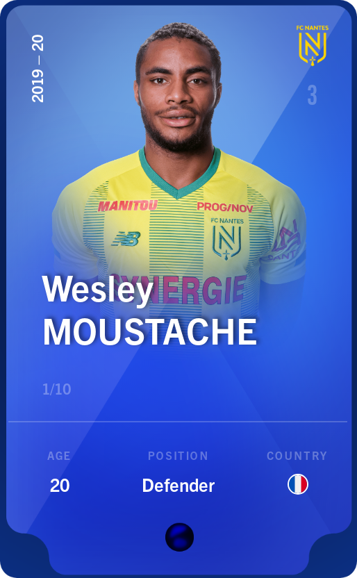 Sorare - Sorare Official - Wesley Moustache 2019-20 • Super Rare 1/10 - NFT # 1794027939058553920171122699451529751478659934222469231215138677300961527375