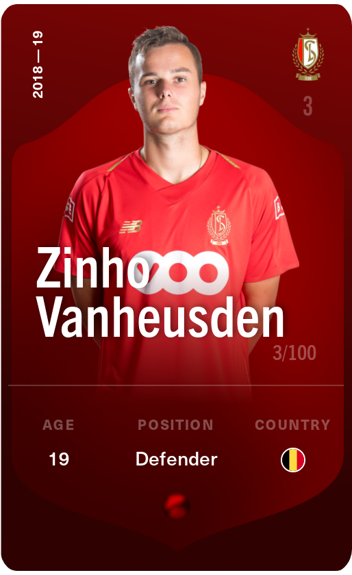 Sorare - Sorare Official - Zinho Vanheusden 2018-19 • Rare 3/100 - NFT # 28403305945063073263224523932956866912314782109850776533982714922860388686832