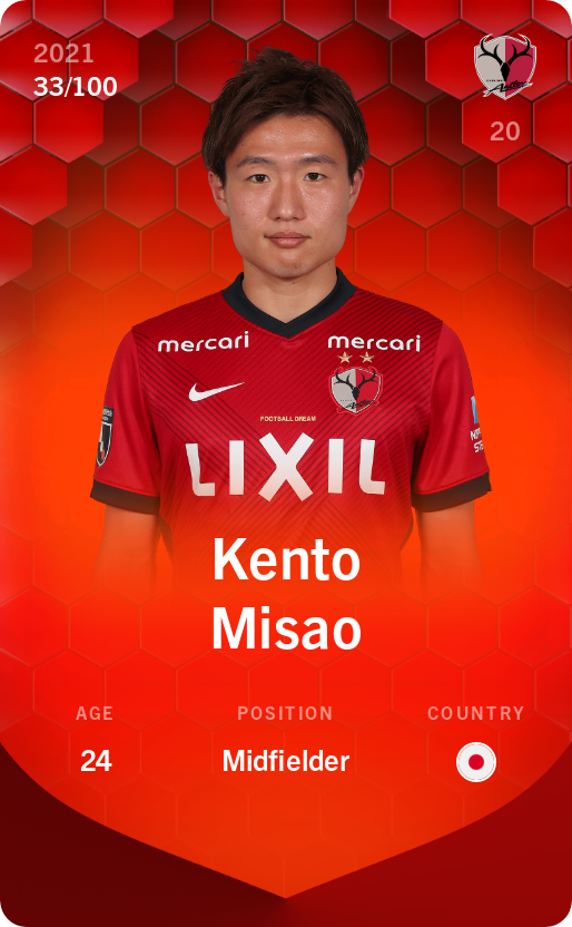 Sorare - Sorare Official - Kento Misao 2021-22 • Rare 33/100 - NFT # 103085400317855214779001104612093629184449721120923944378414170659892333848591