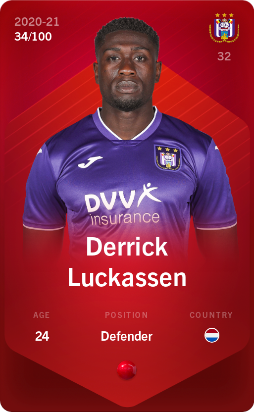 Sorare - Sorare Official - Derrick Luckassen 2020-21 • Rare 34/100 - NFT # 37575674824799175707639773145460542308413493439770322029194407569753152511773