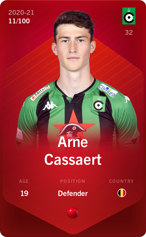 Sorare - Sorare Official - Arne Cassaert 2020-21 • Rare 11/100 - NFT # 27638997435974241677468256878815679533341693487929059668992196355137700705663
