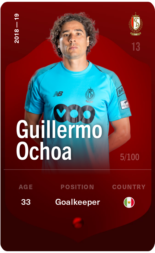 Sorare - Sorare Official - Guillermo Ochoa 2018-19 • Rare 5/100 - NFT # 48390839559685882371510043999499466817832888634331688734887781839748346883711