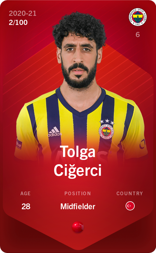 Sorare - Sorare Official - Tolga Ciğerci 2020-21 • Rare 2/100 - NFT # 18059186544911688556444884269233657680694962555163570991327515337696178132773