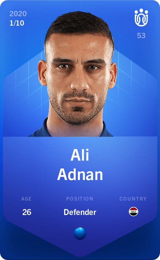 Sorare - Sorare Official - Ali Adnan 2020-21 • Super Rare 1/10 - NFT # 50993784604838808190561338251263607609385509000241921129760739304091543477652
