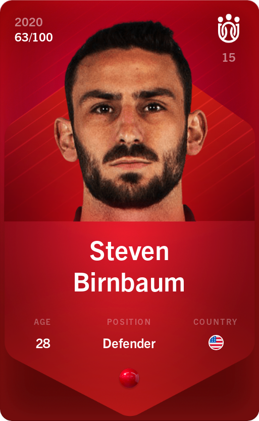 Sorare - Sorare Official - Steven Birnbaum 2020-21 • Rare 63/100 - NFT # 95383229667538989852832808641742089757077188459474670225175472988487154177138