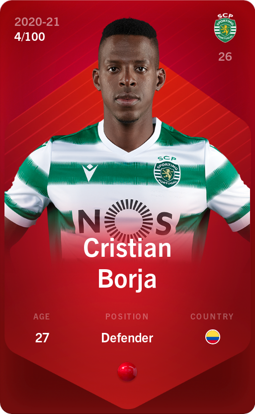 Sorare - Sorare Official - Cristian Borja 2020-21 • Rare 4/100 - NFT # 88096842325953094917102719450388570367668327694796056687260220634963217002537