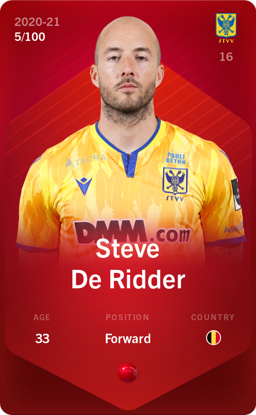 Sorare - Sorare Official - Steve De Ridder 2020-21 • Rare 5/100 - NFT # 96527629986968699087289115839680559759745416293965027875328329841896507443210
