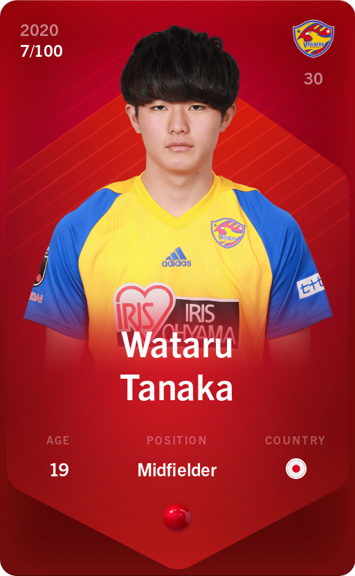 Sorare - Sorare Official - Wataru Tanaka 2020-21 • Rare 7/100 - NFT # 51720373322736519403659853267634714638591046099027363023021969933426470851968