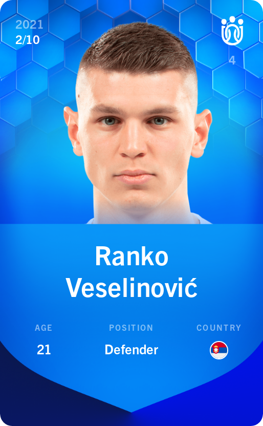Sorare - Sorare Official - Ranko Veselinović 2021-22 • Super Rare 2/10 - NFT # 55136512222085125002402424428739855904791776245447476286361462782736808562170