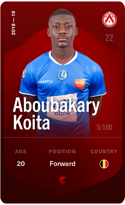 Sorare - Sorare Official - Aboubakary Koita 2018-19 • Rare 5/100 - NFT # 61262336082879892663115606682173660635465406069588148910084025109917838537524
