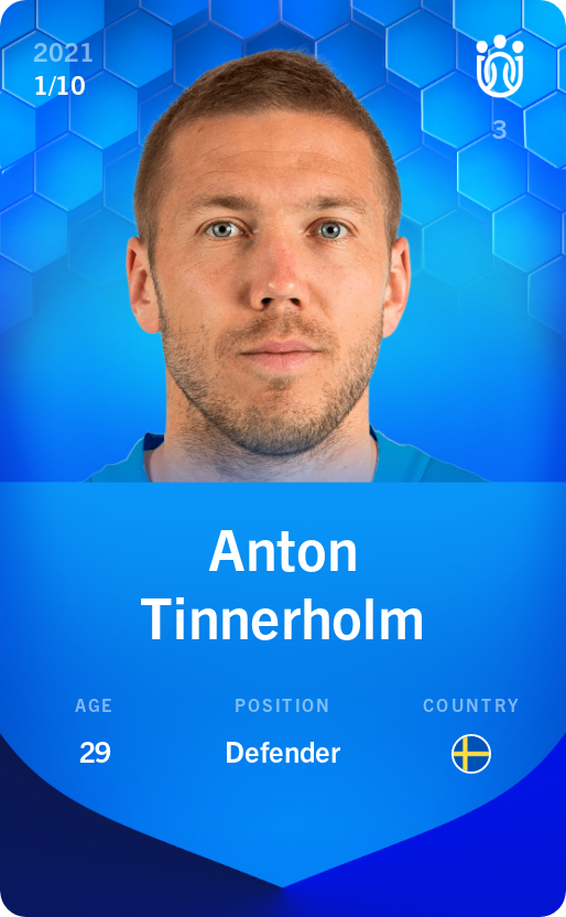 Sorare - Sorare Official - Anton Tinnerholm 2021-22 • Super Rare 1/10 - NFT # 103816209705922370316366043521795249830303904692376484990515343535621721592129