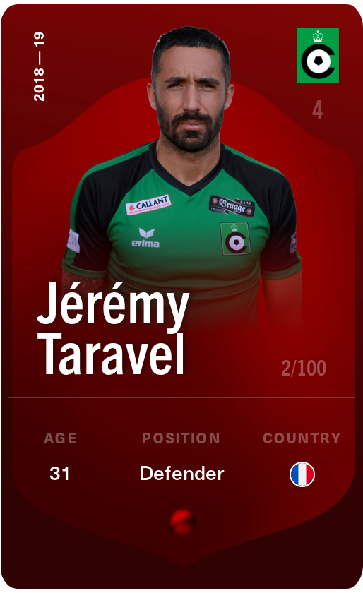 Sorare - Sorare Official - Jérémy Taravel 2018-19 • Rare 2/100 - NFT # 55078089546347142872364320779095901274149961218660548011585851114053810142670