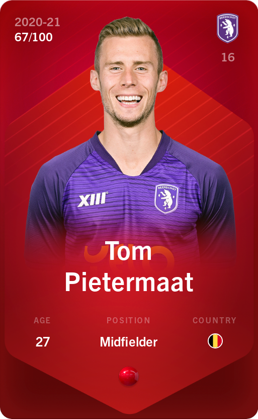 Sorare - Sorare Official - Tom Pietermaat 2020-21 • Rare 67/100 - NFT # 14190551186366929130367951809742410915684947485289417748026794514241487833780