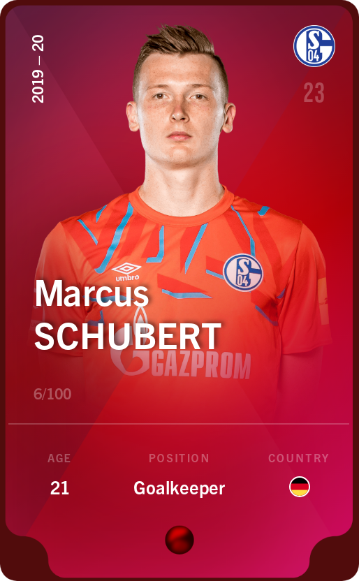 Sorare - Sorare Official - Marcus Schubert 2019-20 • Rare 6/100 - NFT # 41960543646445011752125643543125239536776540884692935119507299413927859248447