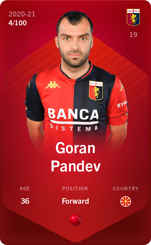 Sorare - Sorare Official - Goran Pandev 2020-21 • Rare 4/100 - NFT # 92760906340541375887864086324737538096733128488169401249457423560995708041865