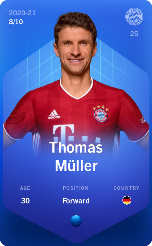 Sorare - Sorare Official - Thomas Müller 2020-21 • Super Rare 8/10 - NFT # 83069146105615006475117053111781239058083411913573781747351389359215331588857