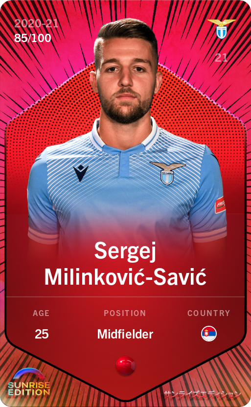 Sorare - Sorare Official - Sergej Milinković-Savić 2020-21 • Rare 85/100 - NFT # 89189567795756392184343418605257061658805793418576528730890546743472828458954