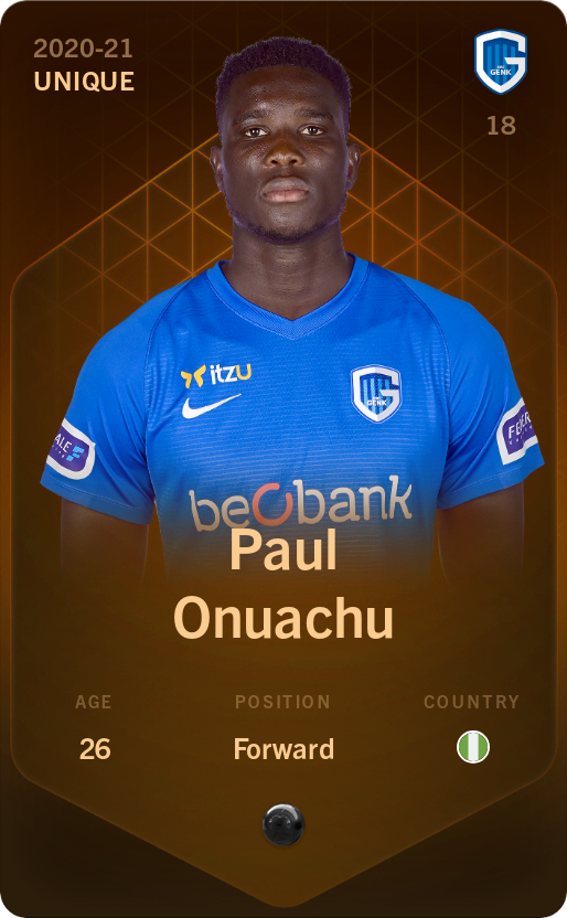 Sorare - Sorare Official - Paul Onuachu 2020-21 • Unique - NFT # 40097845034595346416285683933391956511802634199984378453162716393802753564020