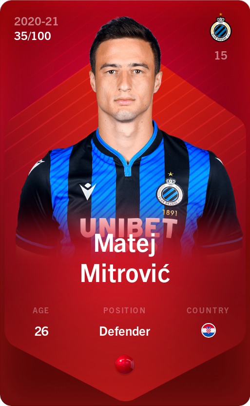 Sorare - Sorare Official - Matej Mitrović 2020-21 • Rare 35/100 - NFT # 25196300378573737958587083725982639550936548865883362441233844640225475333561