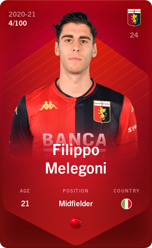 Sorare - Sorare Official - Filippo Melegoni 2020-21 • Rare 4/100 - NFT # 66394841845902691709424660137299801819692626319882522448402086690213028705871