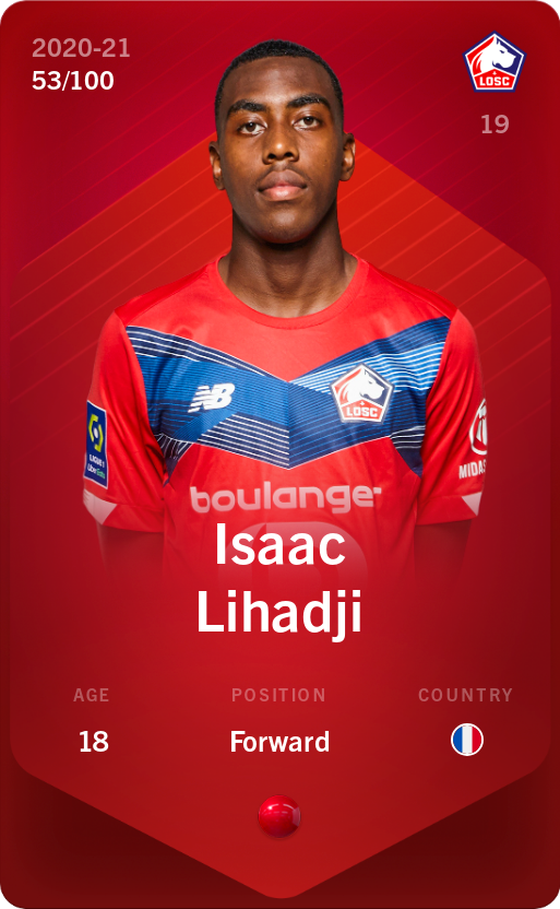 Sorare - Sorare Official - Isaac Lihadji 2020-21 • Rare 53/100 - NFT # 27500211108374979884372800942339565441292413397927271915061280003372874579906