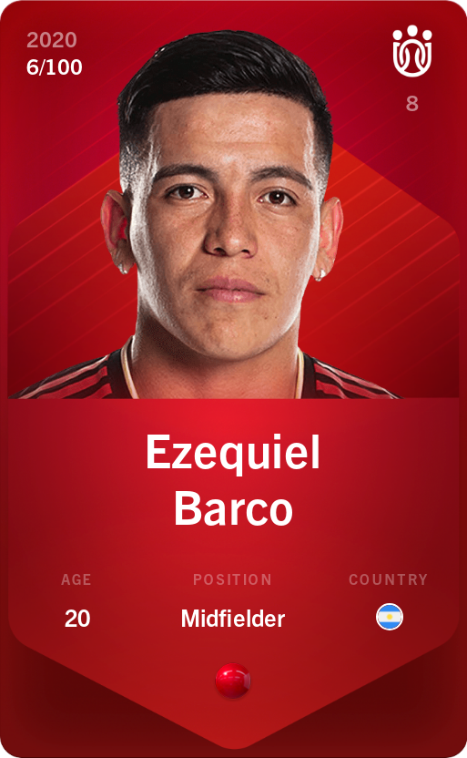 Sorare - Sorare Official - Ezequiel Barco 2020-21 • Rare 6/100 - NFT # 48137733184773979081904373254618492742495146939987138383333090545717514126643